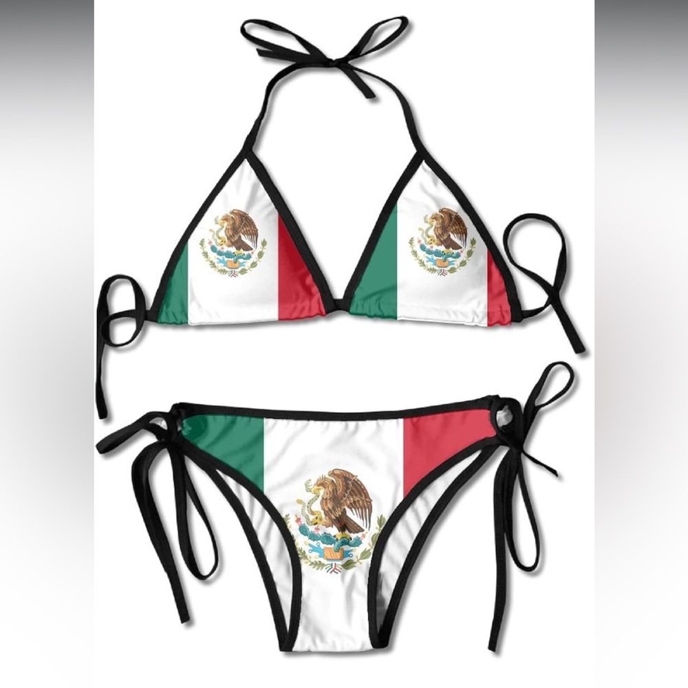 Vibrant Red and Green Triangle Bikini Swimwear